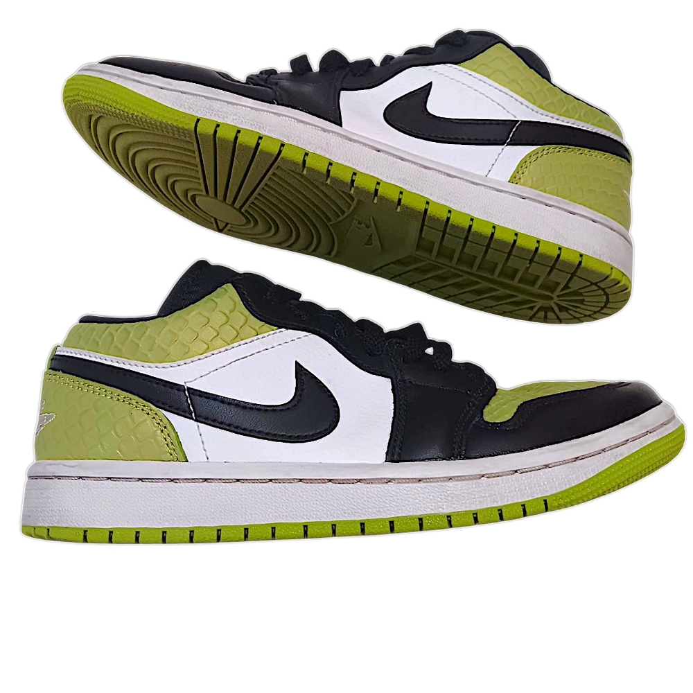 Nike Air Jordan 1 Low Snakeskin Vivid Green Size 6 Athletic Sneakers